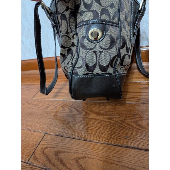 Coach Handbag F3J-6367 Zoe Leather Canvas Satchel Purse Brown Tan Beige Handbag - Picture 13 of 13